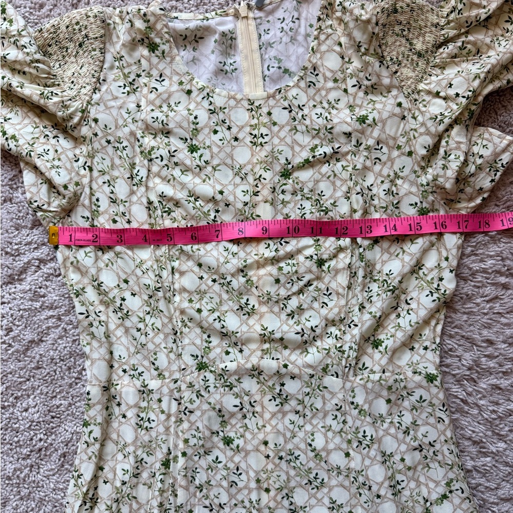 NWT Small Hill House Home The Dominque Dress in Basketweave Vine, Yellow - Picture 9 of 12